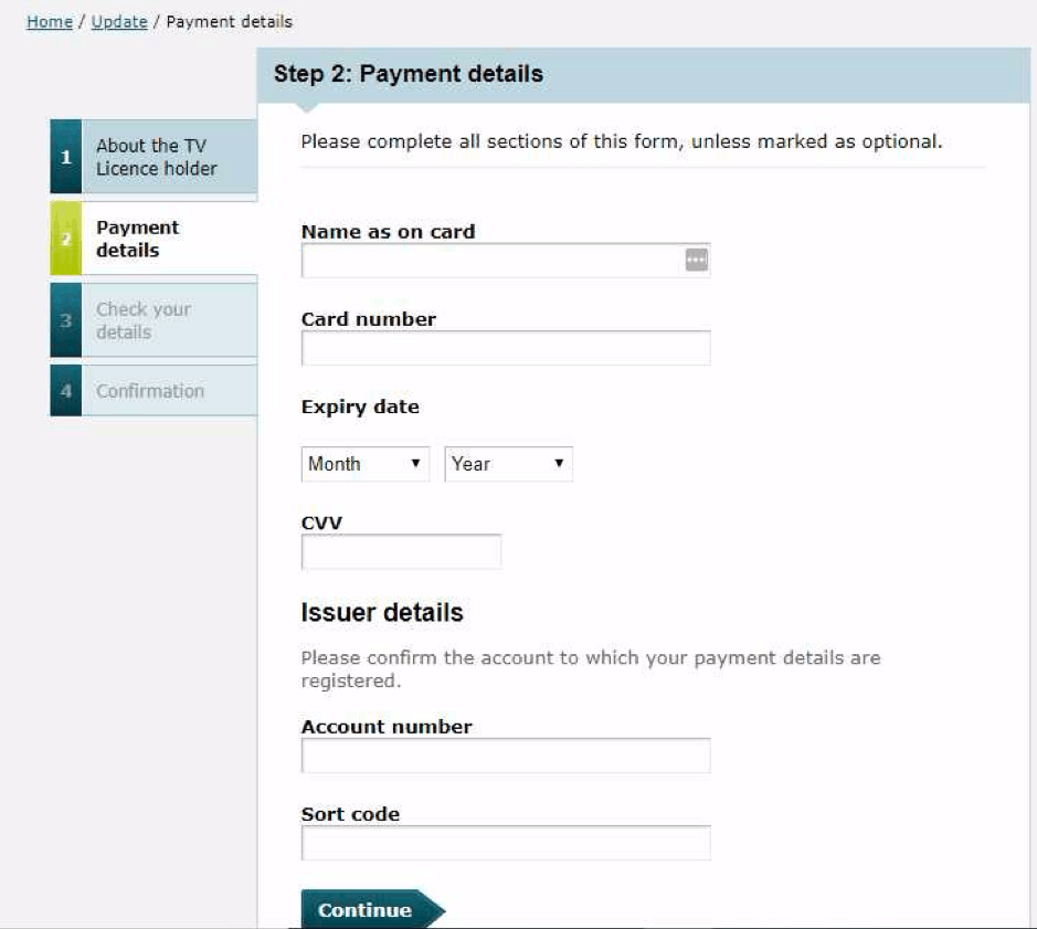 example of payment details-harvesting page