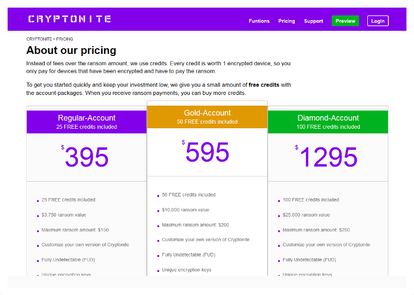Cryptonite payment structure