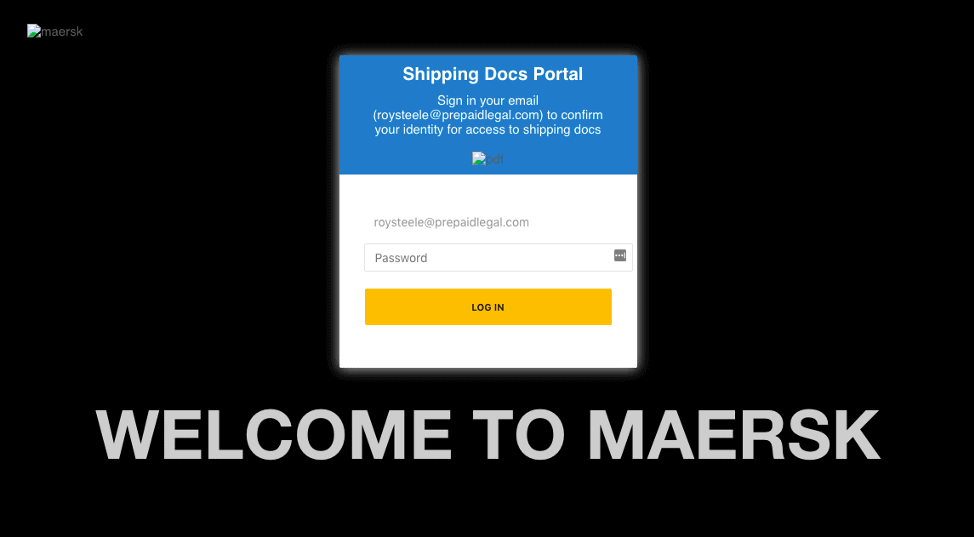 Fake Maersk login portal