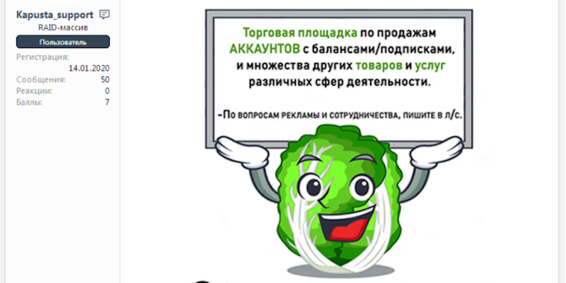 Kapusta.World: The fiendish cabbage exemplifying cybercriminal marketing in the modern era
