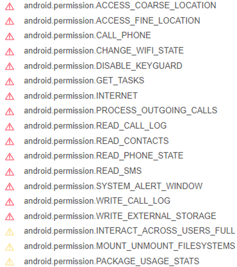 Permissions required for aioupdate.apk