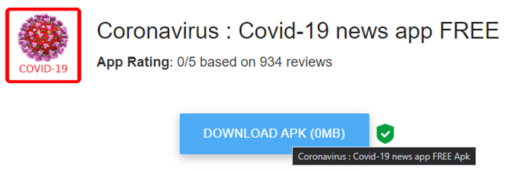 Screenshot of Coronavirus- Covid-19 news app FREE download link