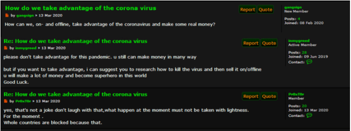 user on Torum asking how to take advantage of COVID-19