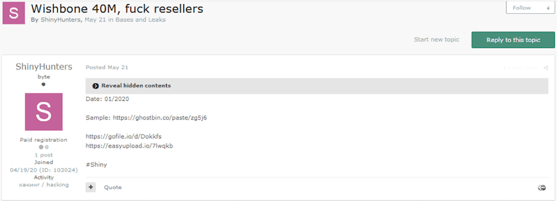 ShinyHunters advertising Exploit