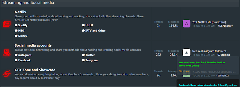 Streaming section on Altenen