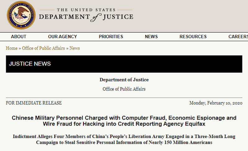 DOJ Equifax indictment