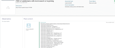  Ein Nutzer auf Exploit mit ausführlicher Liste von Elasticsearch Subdomains