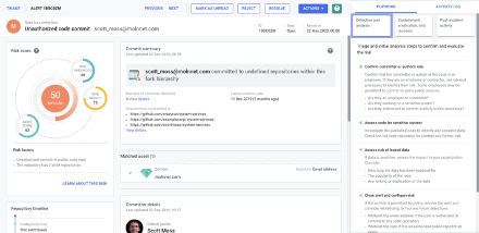  Screenshot “Unauthorized Commit”-Alert in SearchLight