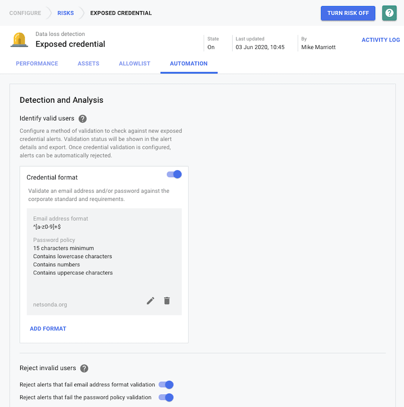 Credential Format in SearchLight