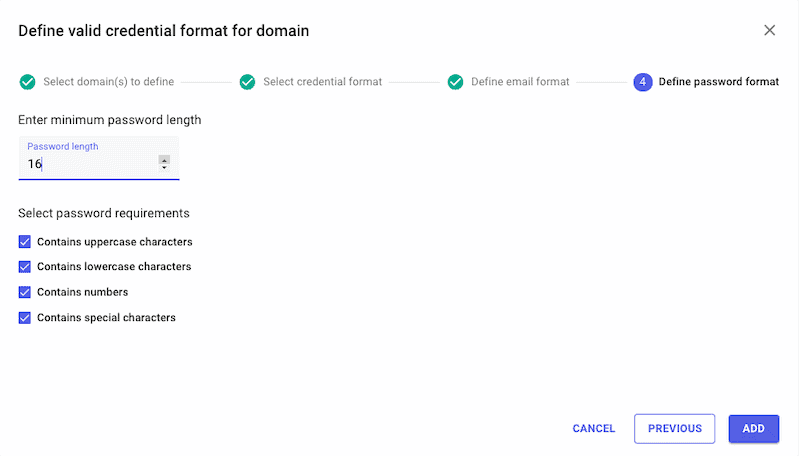 email and password formats SearchLight