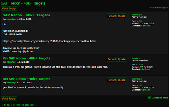 Torum users dicusssing SAP RECON