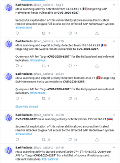 Tweets referencing mass scanning and exploitation
