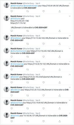 Tweets referencing vulnerability services
