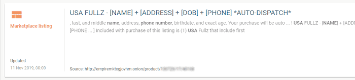 Empire Market user selling personal information