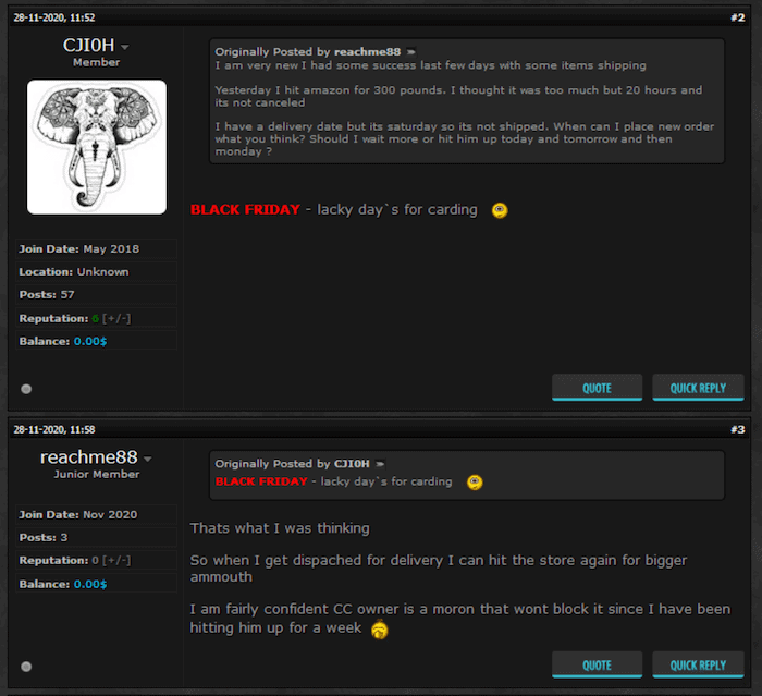 Club2Crd users discussing carding tactic a