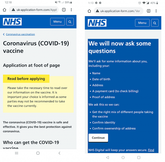 Phishing attempt impersonating NHS vaccine roll-out